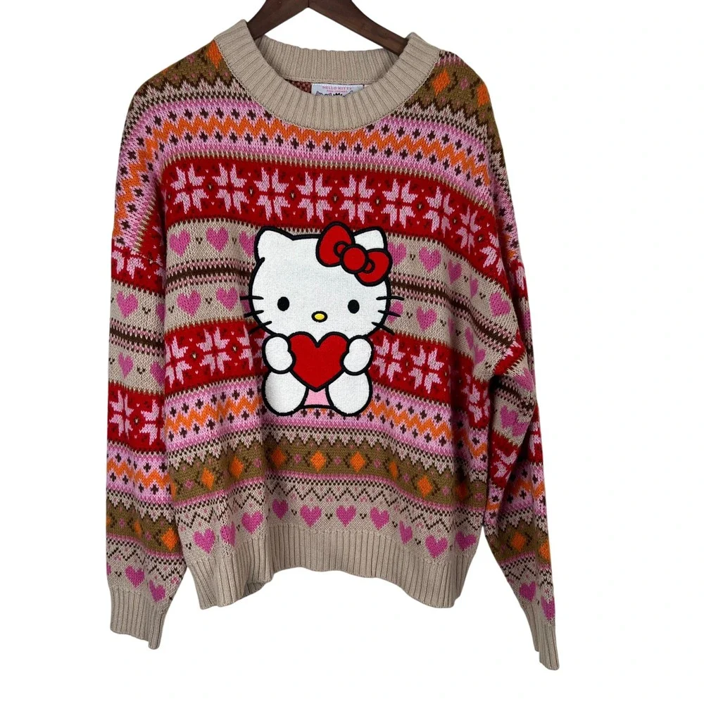 Forever 21 Hello Kitty & Friends Fair Isle Knit Sweater Womens Oversized Medium‎